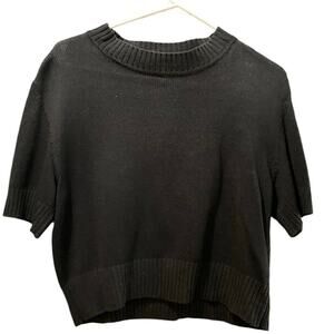 St. John Basics Black Crew Neckline Short Sleeves Cropped Sweater Size P